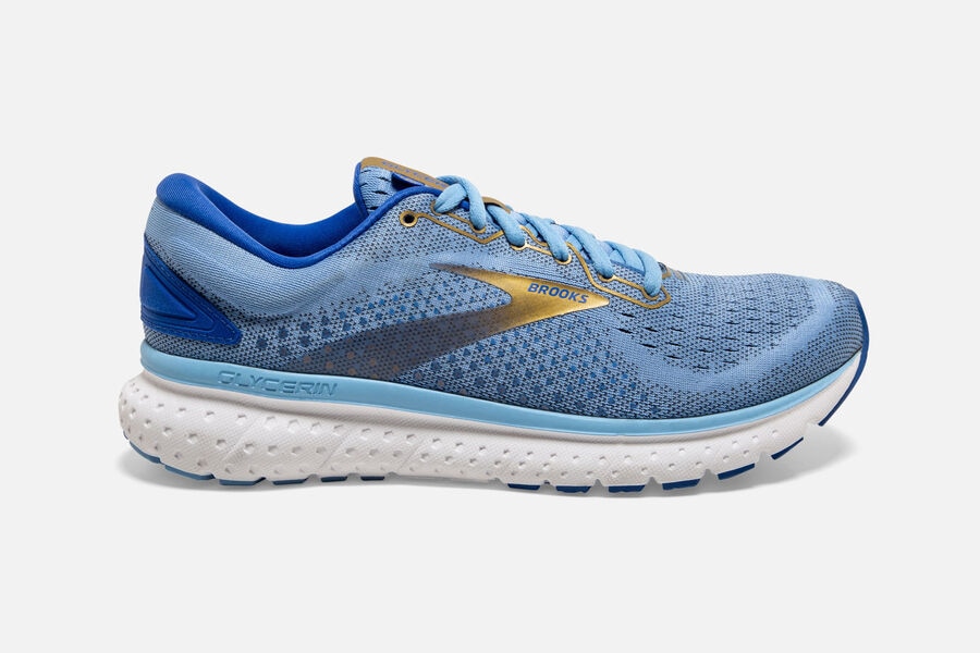 Brooks Glycerin 18 Road Running Shoes Womens - Blue/Gold - RUJQS-3129